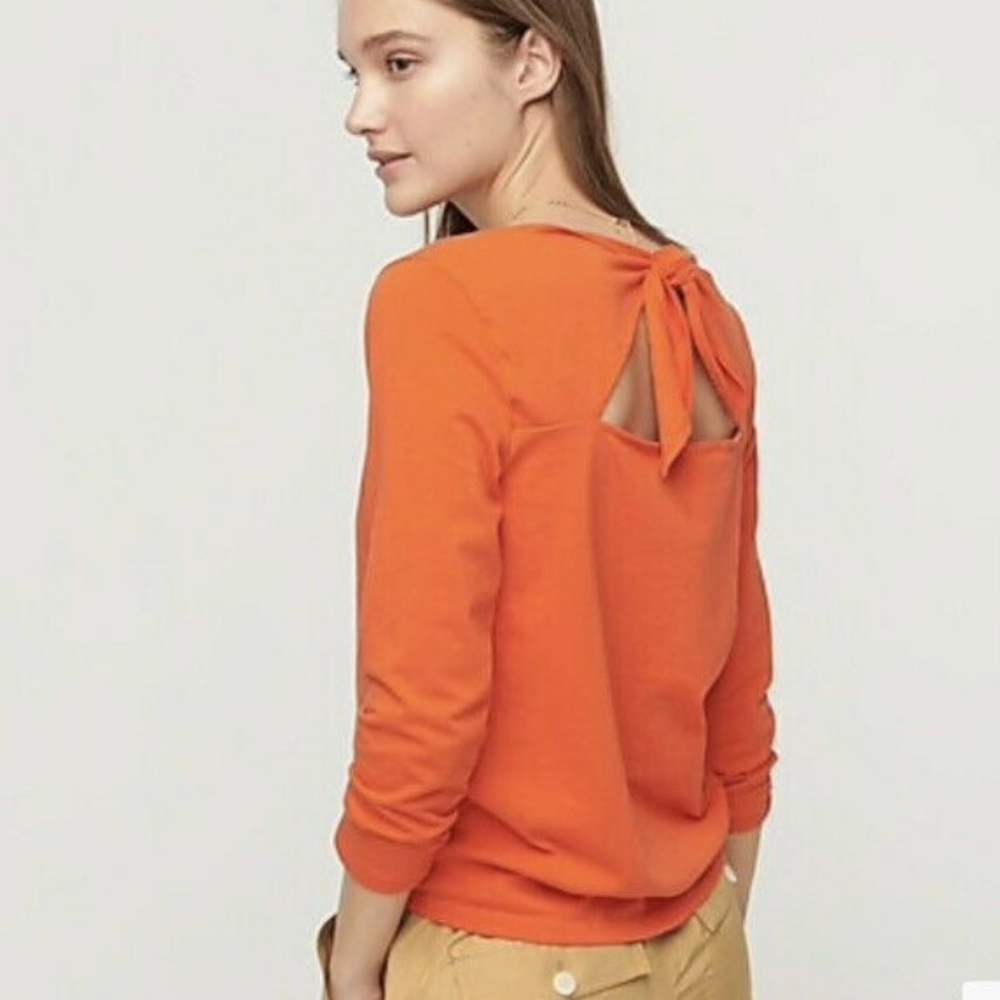 J.Crew Orange Women's Top with Back Tie Detail